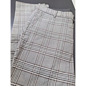 Forever 21 Men's 34 Plaid Pants Black Brown White Straight Leg Stretch Classic